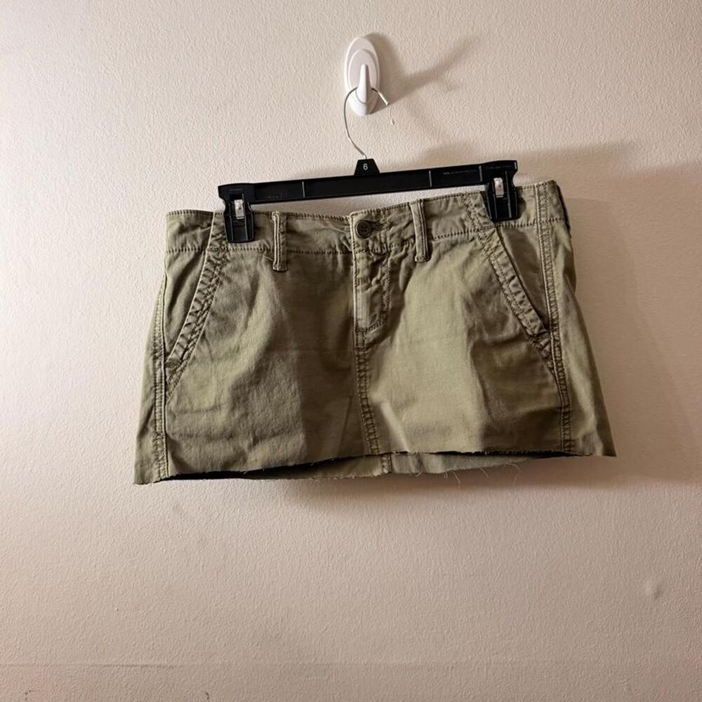 Y2K Lucky Brand Olive Green Cargo Micro Mini Skirt Size 27